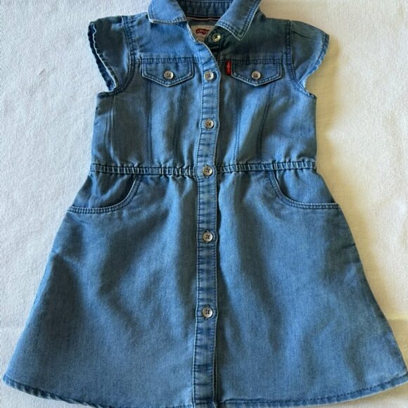 Girls Levi's Sleeveless Button Down Dress Size 18 Month - Picture 3 of 9
